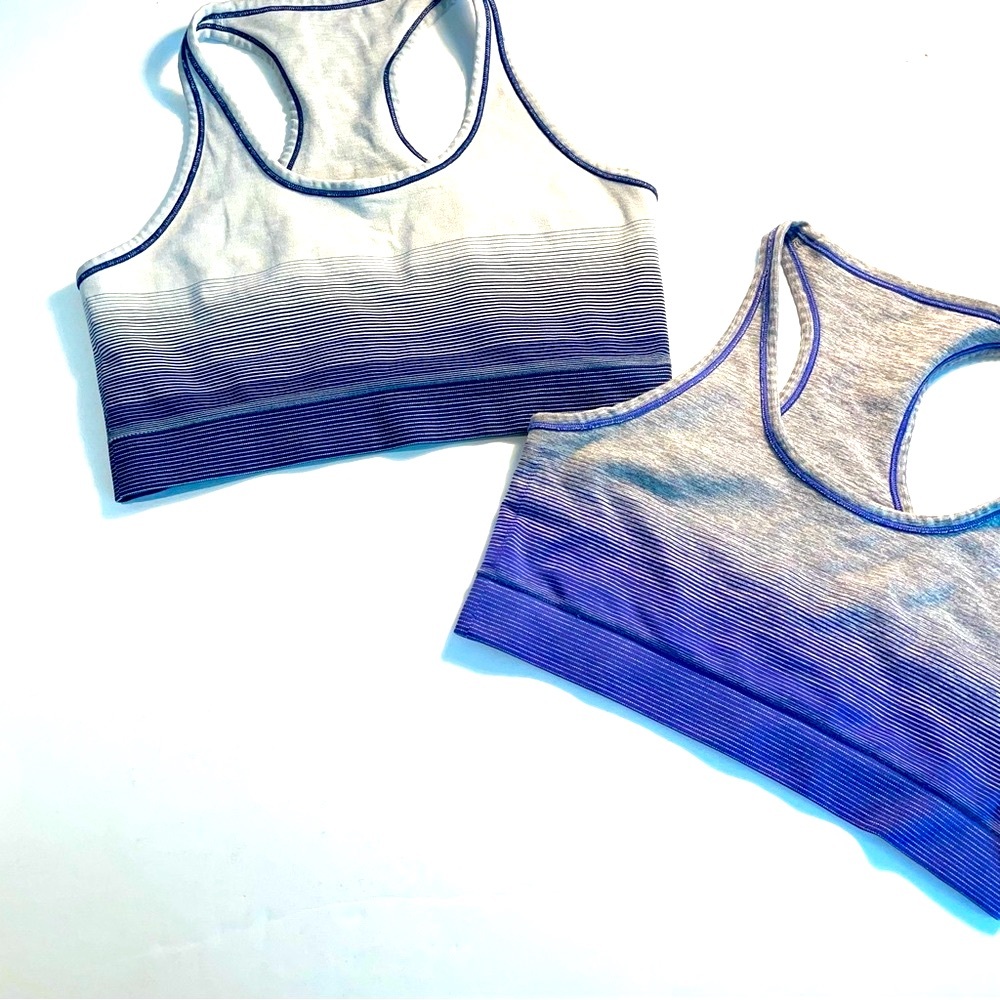 2 Yummie Purple ombré and blue ombré Racerback Sports Bra with Stretchy Fabric - Picture 2 of 9